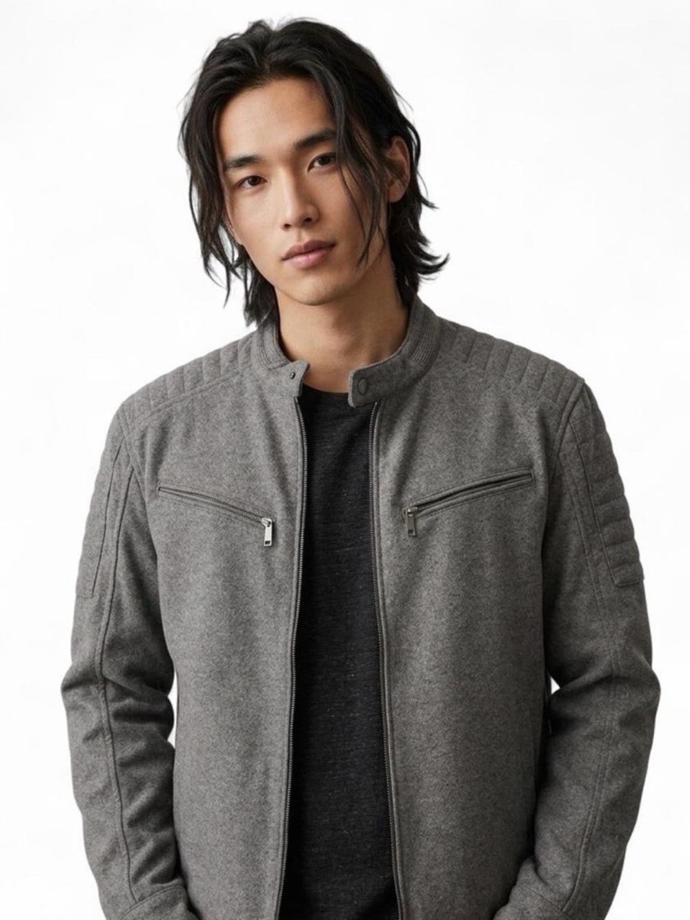 Zara Gray Textured Fabric Jacket
